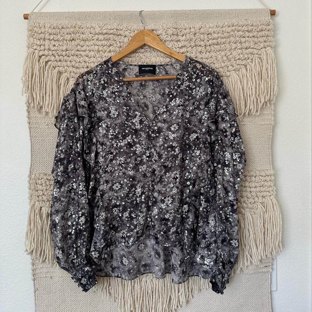 The Kooples Metallic Flutter Blouse